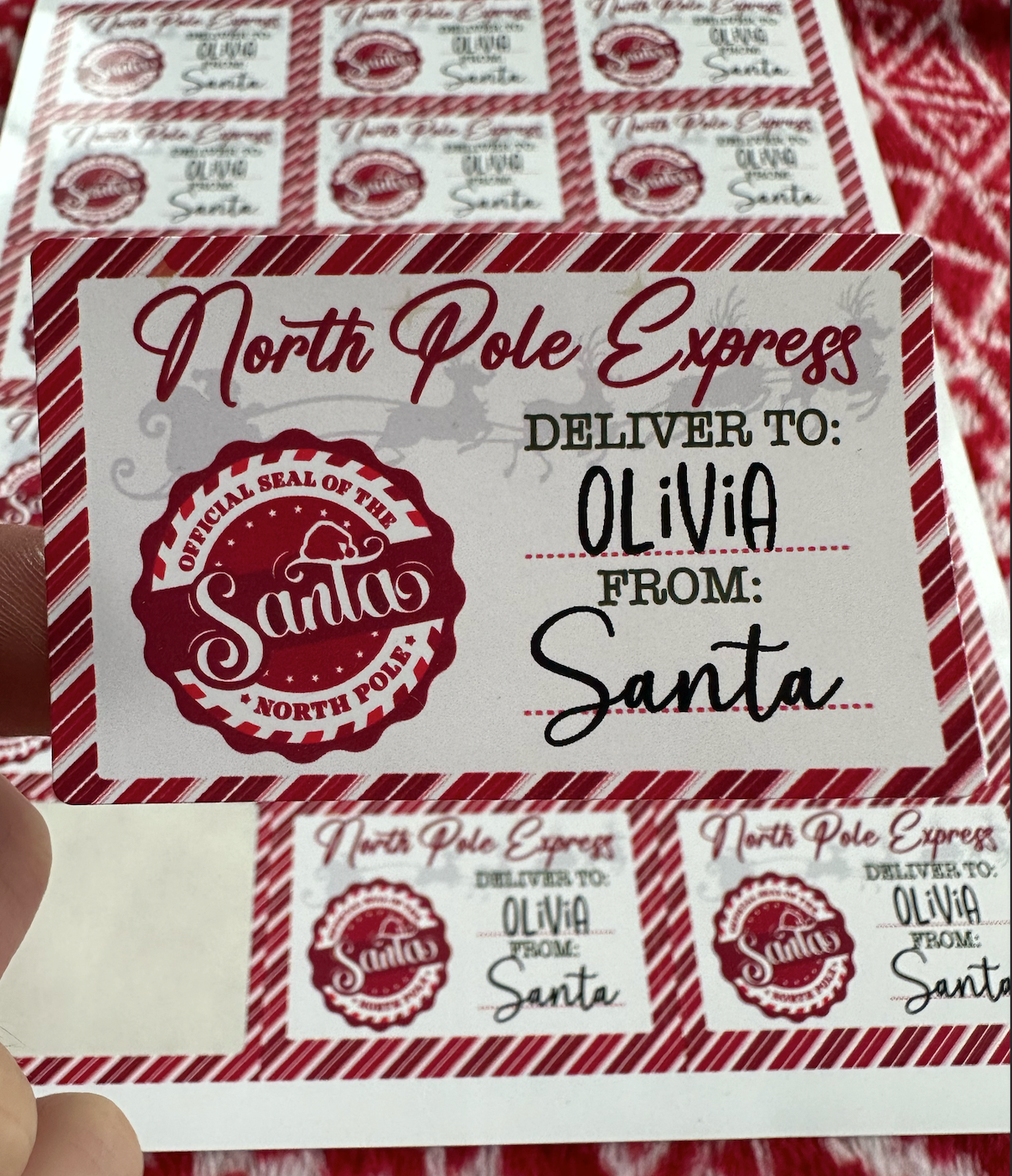 Custom Christmas Gift Label - North Pole Express - Special Delivery -From Santa Christmas Gift Label - Sheet of 18 - North Pole Express - Personalized Stickers