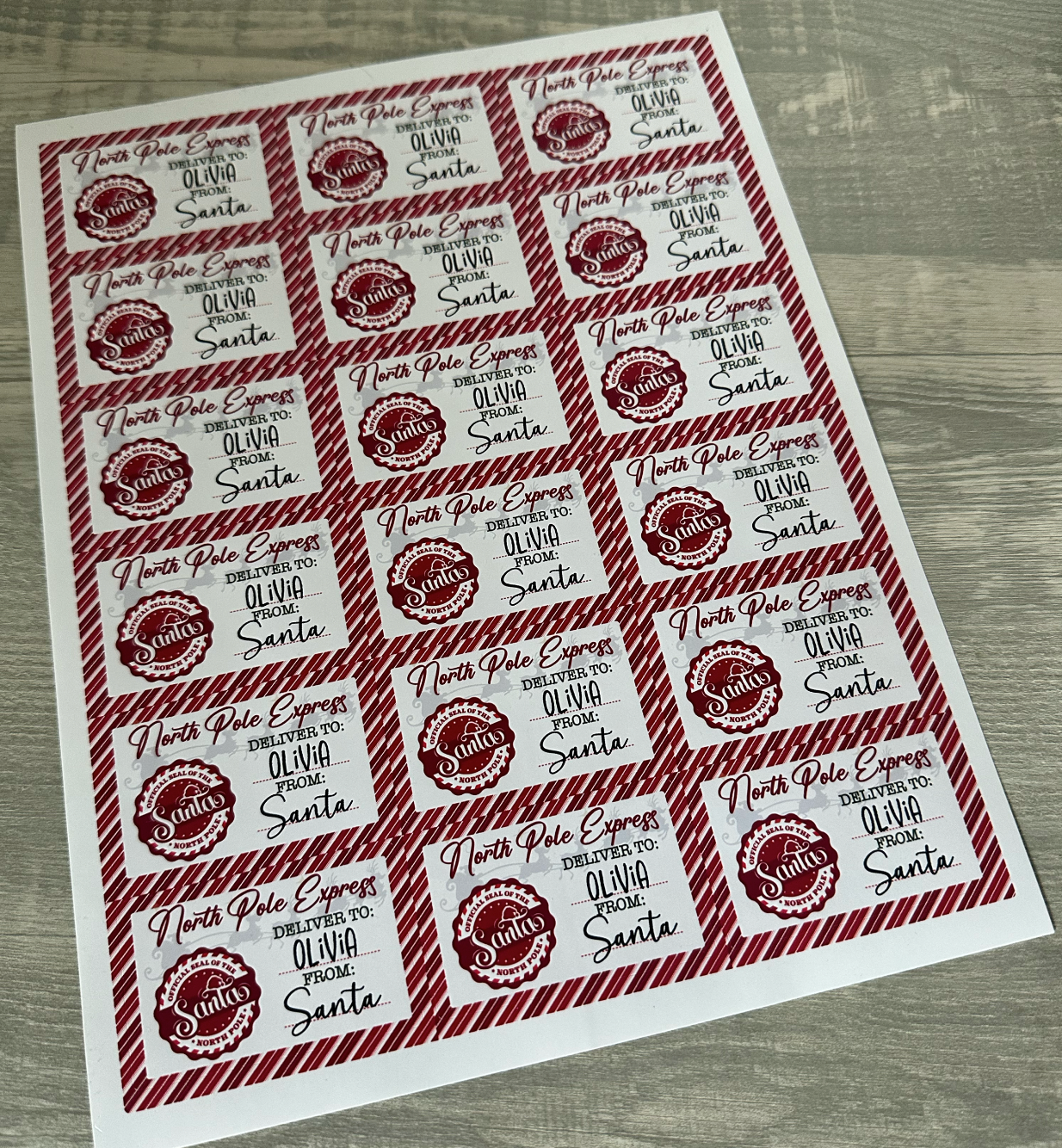 Custom Christmas Gift Label - North Pole Express - Special Delivery -From Santa Christmas Gift Label - Sheet of 18 - North Pole Express - Personalized Stickers