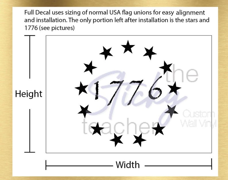 Betsy Ross star decal sizing information