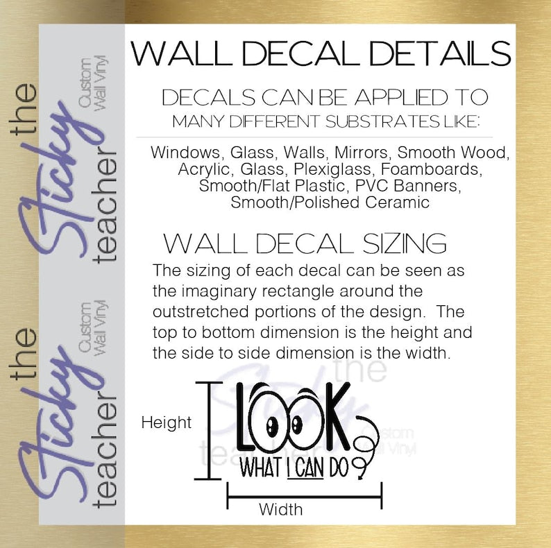 Wall decal application and sizing details