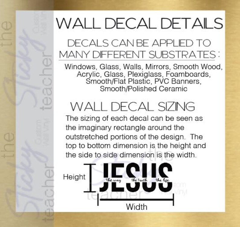 Wall decal application and sizing details