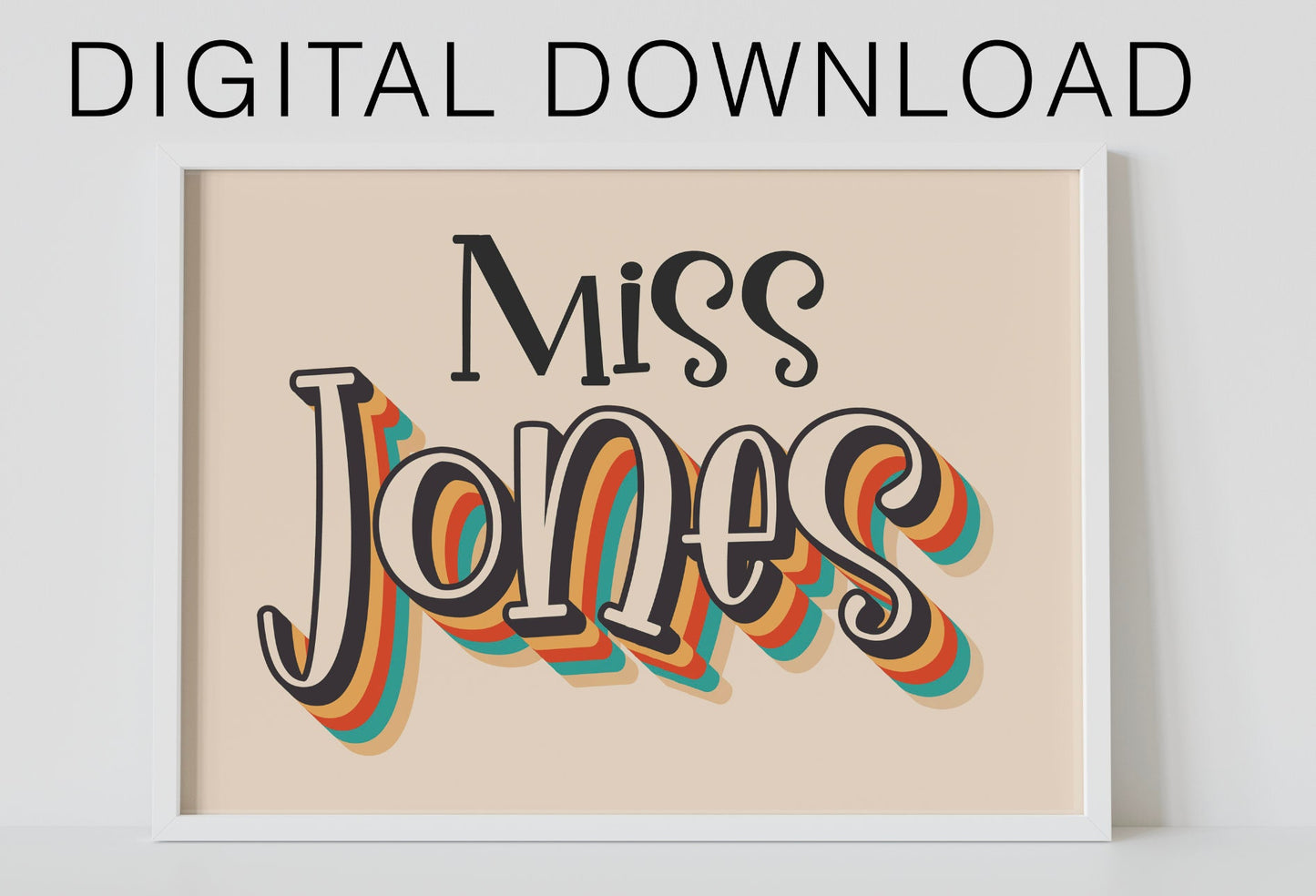 Custom Teacher Name Digital Download Classroom Sign Education Printable Wall Art Retro Classroom Wall Art Teacher gift