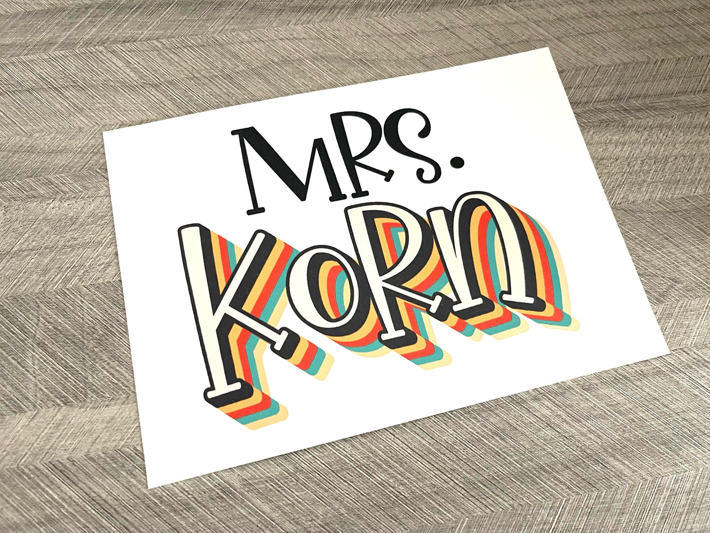 PRINTED and SHIPPED Custom Teacher Name Digital Download Classroom Sign Education Printable Wall Art Retro Classroom Wall Art Teacher gift