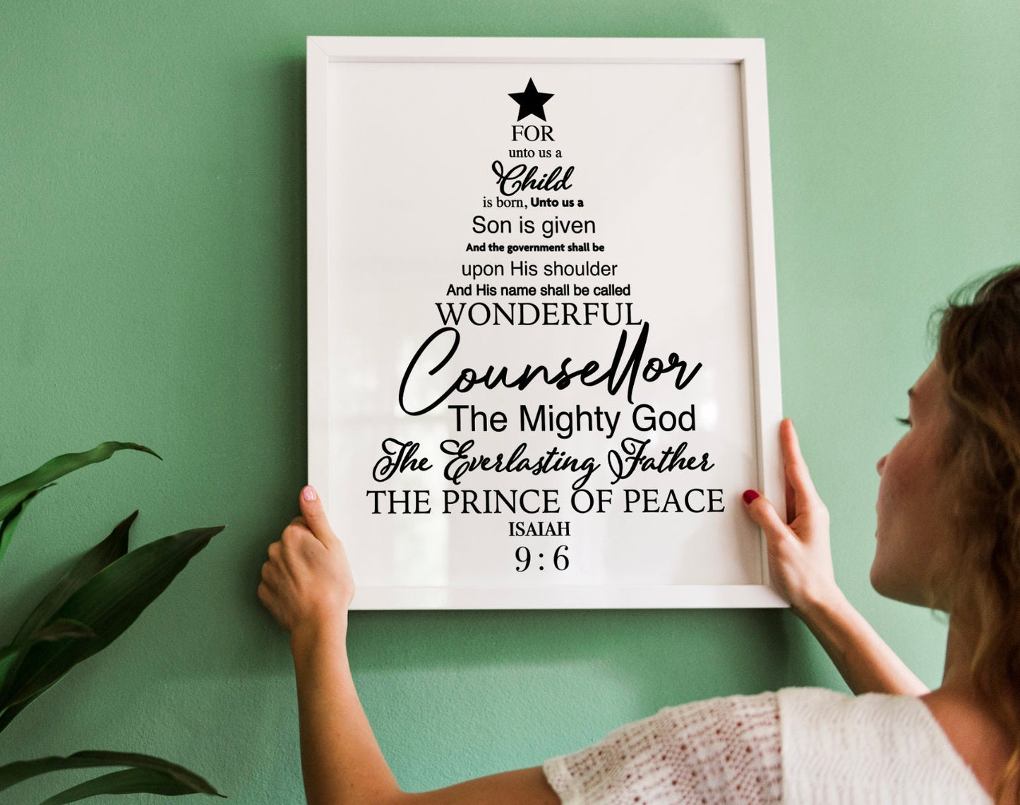 For unto us a child is born Isaiah 9:6 print, Holiday Wall Art, Christmas Printable, Holiday Decor, Christmas Sign Bible *DIGITAL DOWNLOAD*