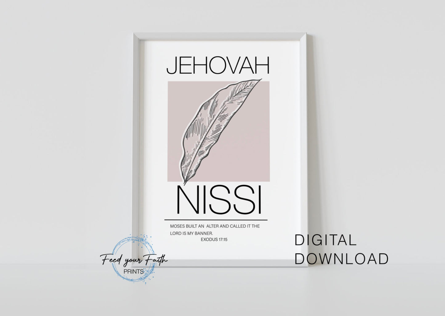 Set of 6 Christian printable wall art Jehovah Jireh Rapha Shalom Shammah Nissi Raah wall print Modern bible wall art print minimalist
