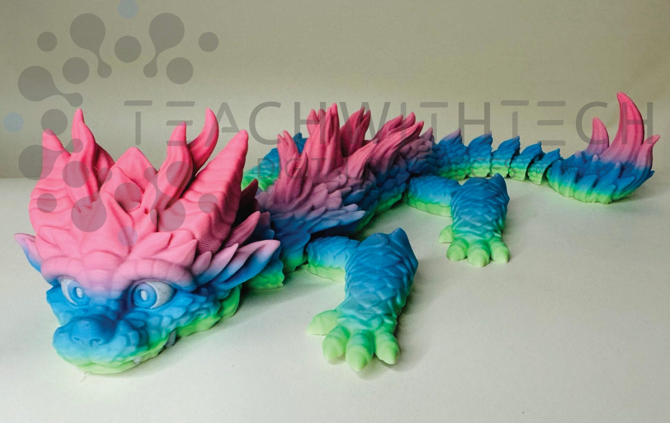 Baby Dragon Articulated Two Color - ADHD Autism Stim Sensory Toy - 3D Printed Articulated Dragon - Cute Dragon Non Crystal