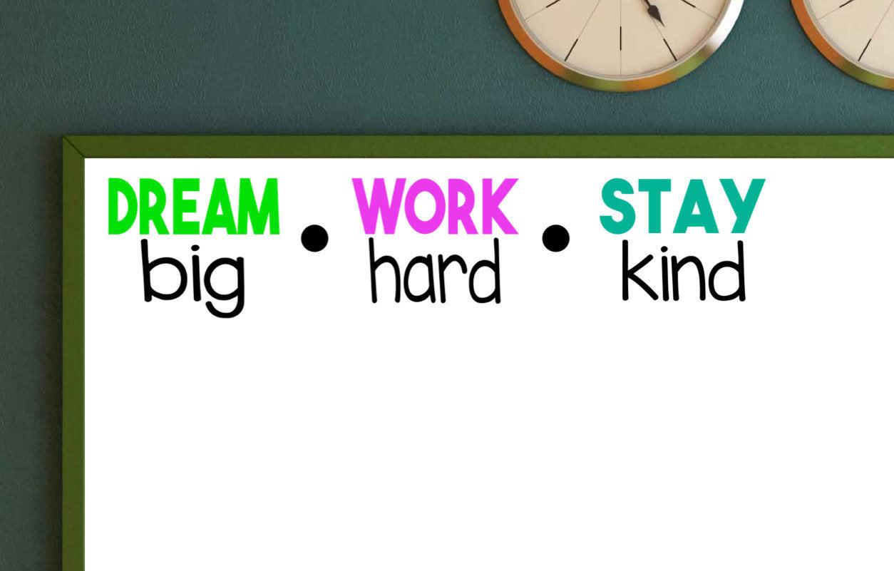 Dream Big Work Hard Stay Kind Vinyl Wall Decal