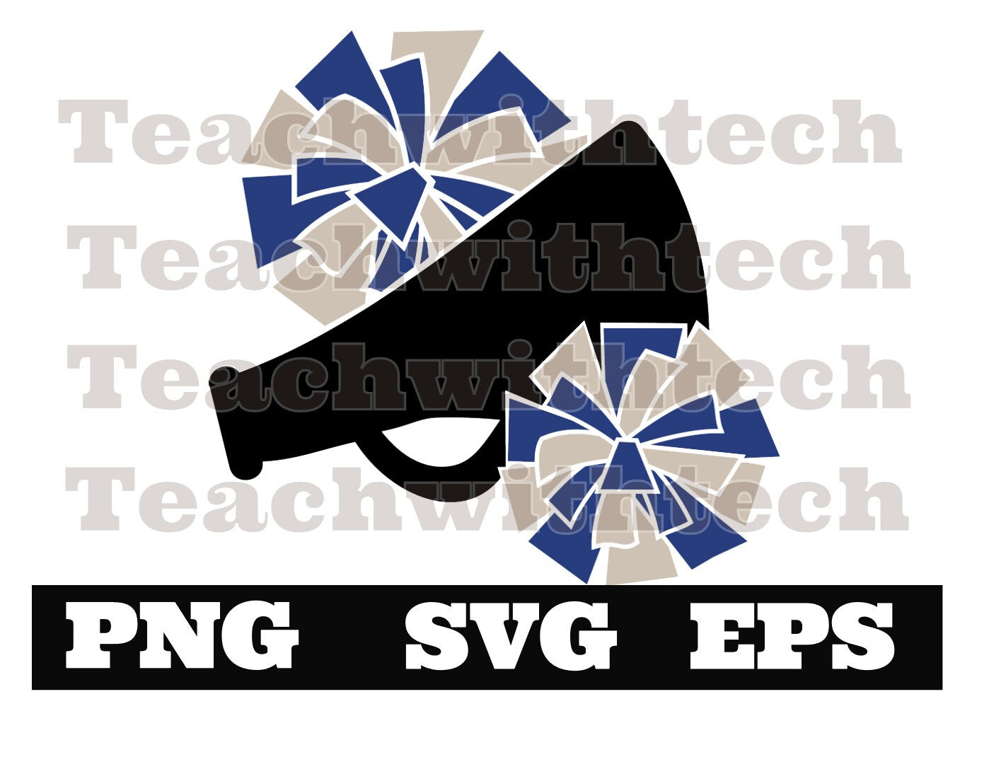 Cheer SVG -Megaphone Pom Poms SVG- Cheerleader SVG - Cheer Clip Art - Svg Files For Cricut - Cheerleader Cut Files - Silhouette Cut Files -