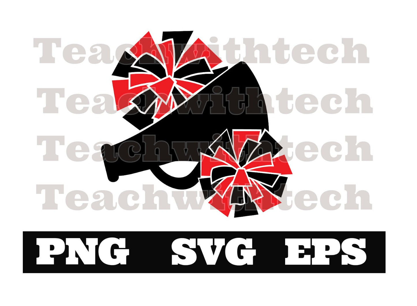 Cheer SVG -Megaphone Pom Poms SVG- Cheerleader SVG - Cheer Clip Art - Svg Files For Cricut - Cheerleader Cut Files - Silhouette Cut Files -