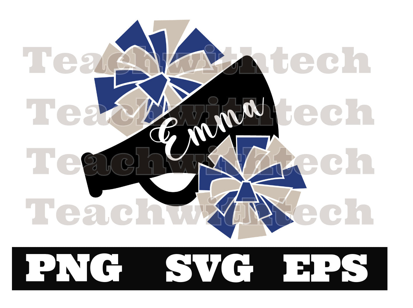 Cheer SVG -Megaphone Pom Poms SVG- Cheerleader SVG - Cheer Clip Art - Svg Files For Cricut - Cheerleader Cut Files - Silhouette Cut Files -