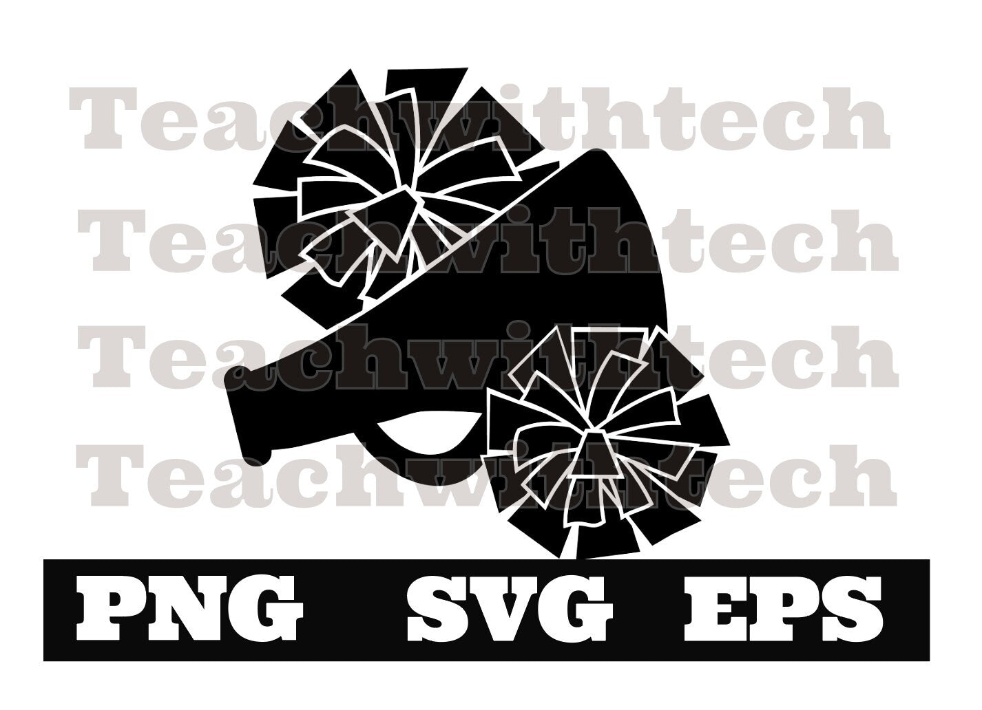 Cheer SVG -Megaphone Pom Poms SVG- Cheerleader SVG - Cheer Clip Art - Svg Files For Cricut - Cheerleader Cut Files - Silhouette Cut Files -