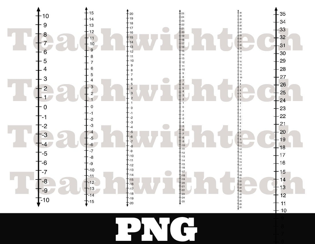 Number Line Integer Download PNG - Vertical Transparent PNG Files - 9 Different Number Lines Download 10 - 10 to -50 to 50 Number Lines