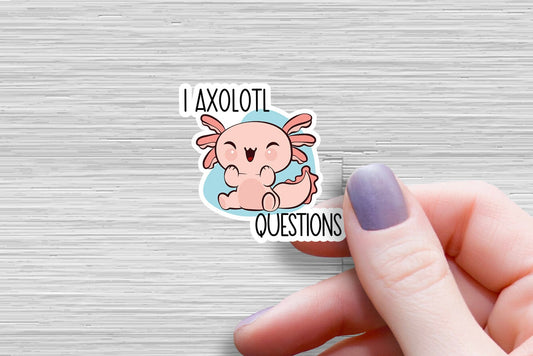I axolotl questions sticker reading questions sassy funny reading reading stickers for laptops and water bottle sticker decal books decal