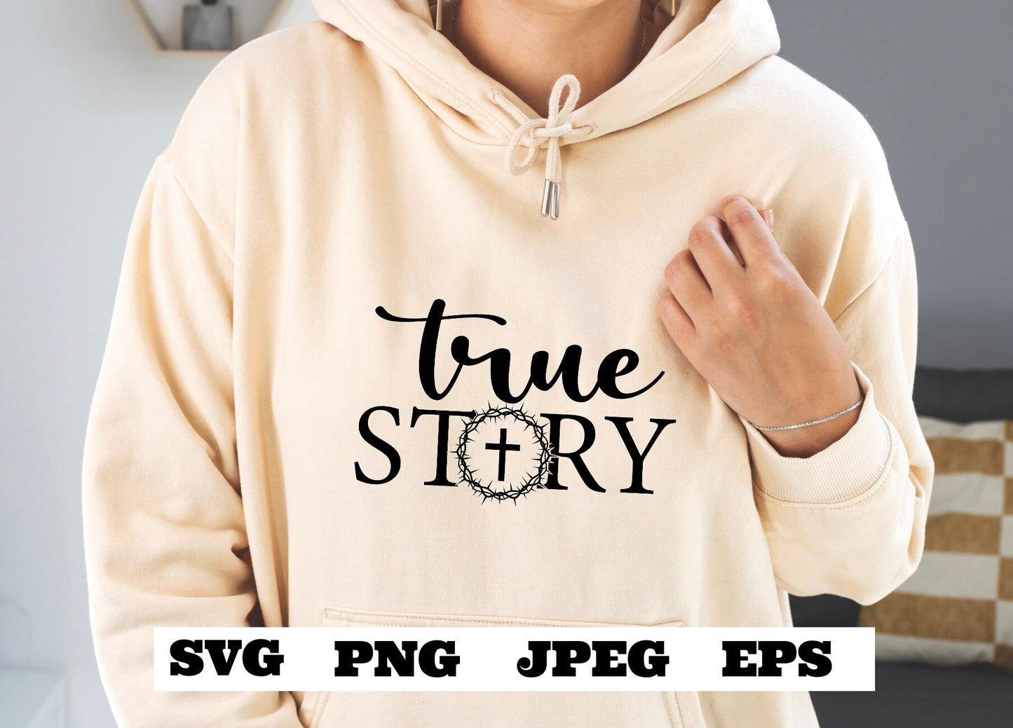 True Story SVG EPS jpeg png Jesus Download Easter svg, He Is Risen svg, Easter Svg, Jesus svg, Christian Easter svg, Crown Thorns Jesus svg