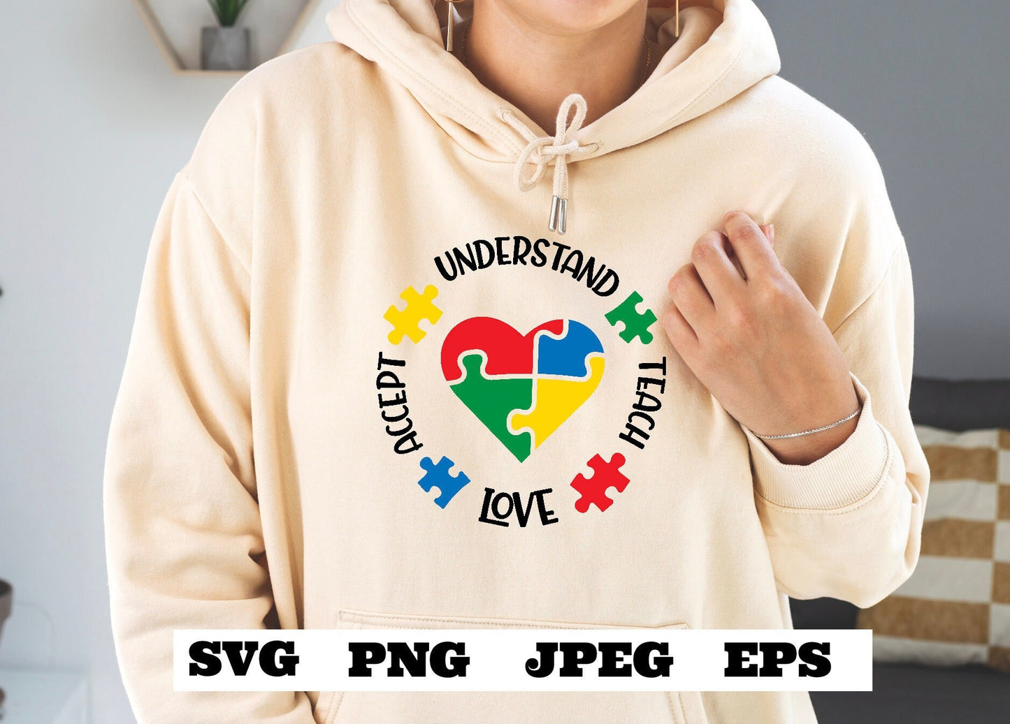 Autism Understand Accept Love Svg, Autism Awareness Svg,Puzzle Svg, Peace Love Understand Svg, Autism Cut Files, Teach Cricut Silhouette