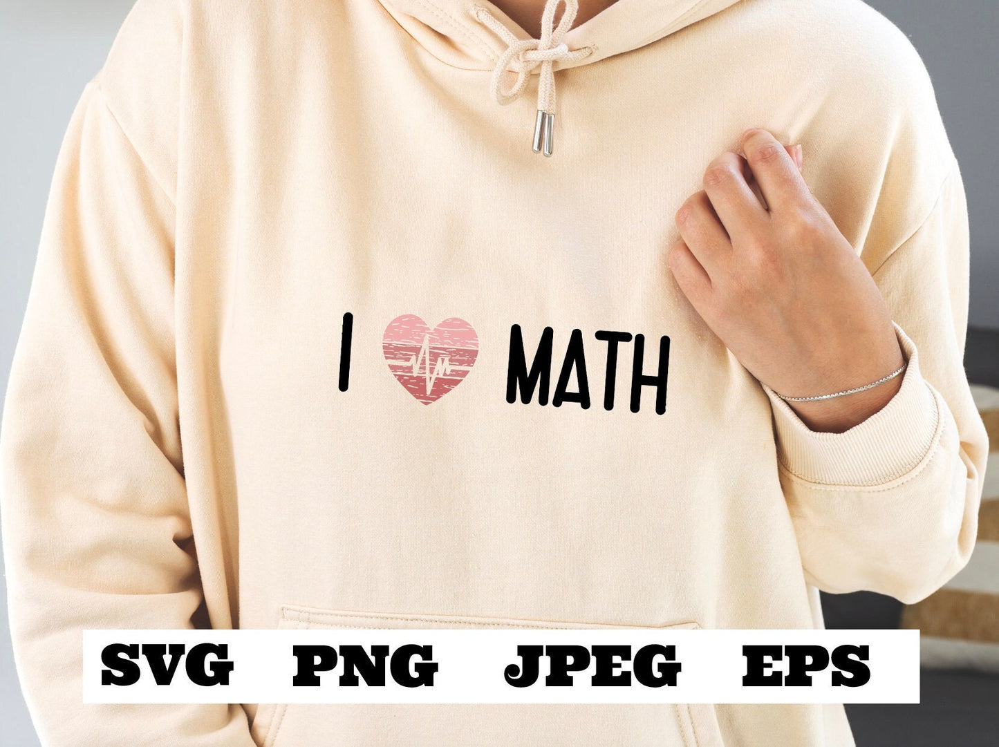I heart math heartbeat SVG EPS png jpeg, I love math design, math teacher design, distressed heart math download Math lover design download