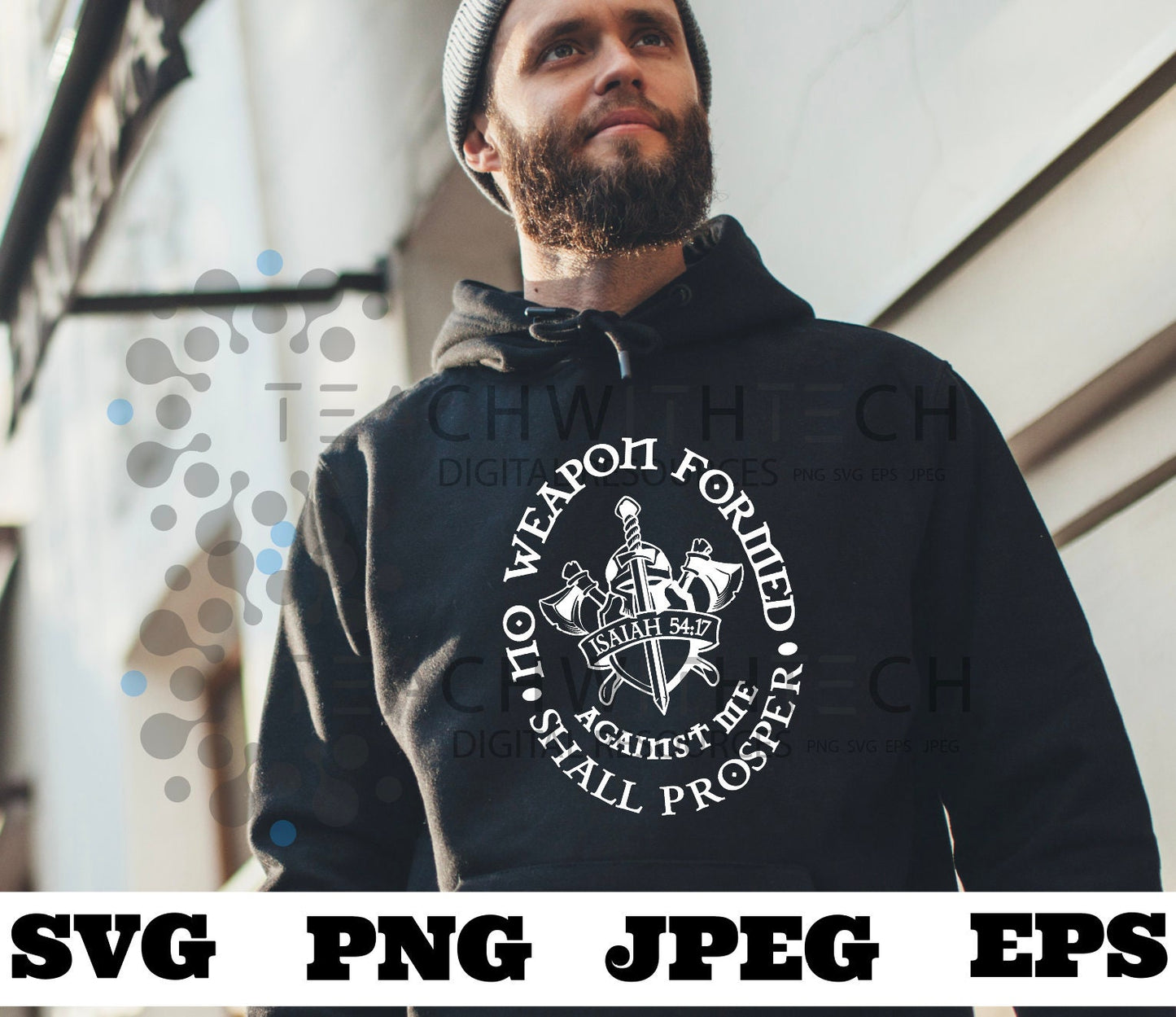 No weapon formed against me will prosper 2 Isaiah 54:17 - cut file SVG eps png, Jesus cut file, prayer svg, Pray svg, Christian Bible verse