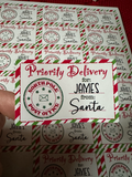 Custom Christmas Gift Label - Priority Delivery -From Santa Christmas Gift Label - Sheet of 18 - North Pole Express - Personalized Stickers