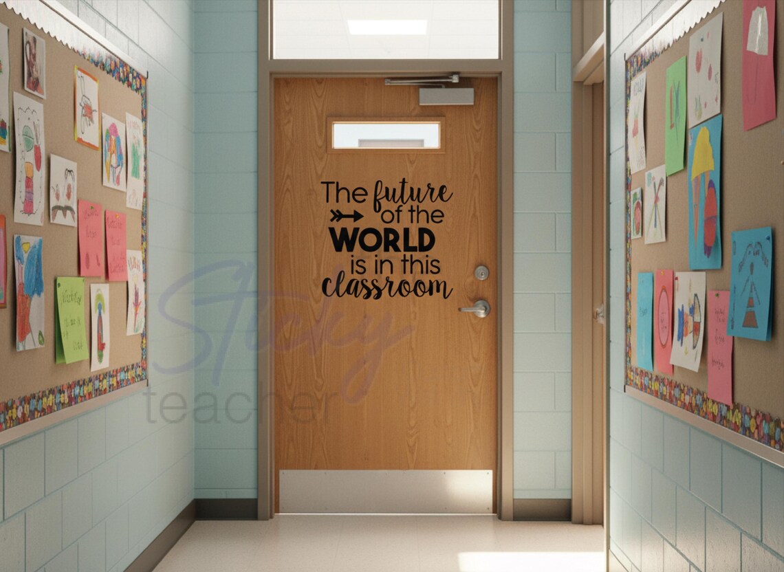 The Future of the World Is in This Classroom Door Vinyl Wall Decal