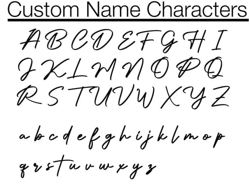 Custom name font alphabet example