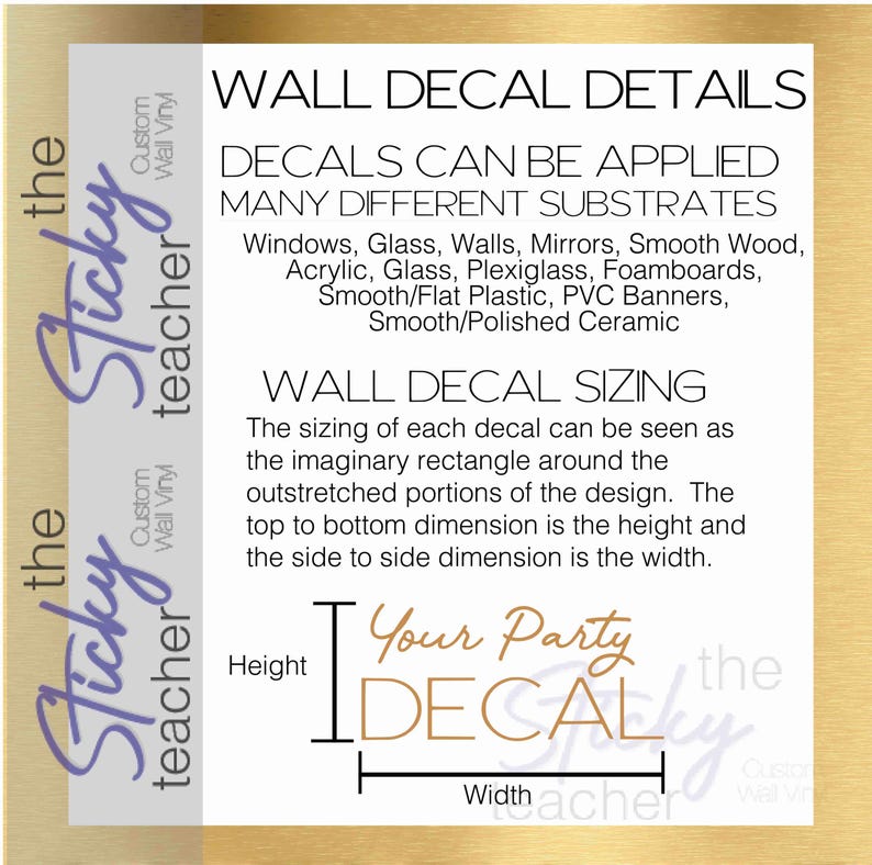 Wall decal information and substrate details