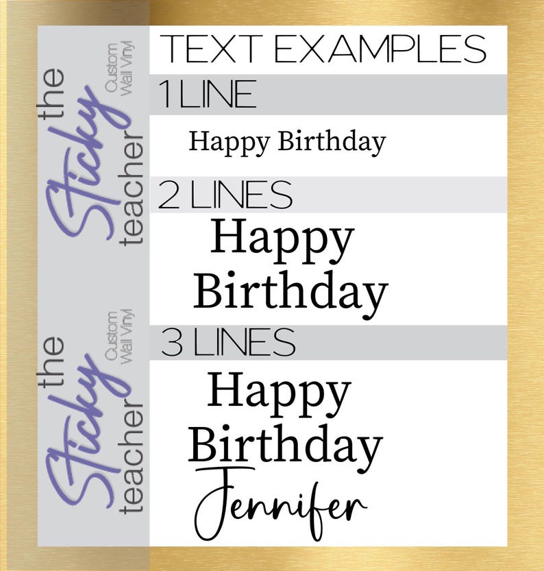 Text line examples for custom decal