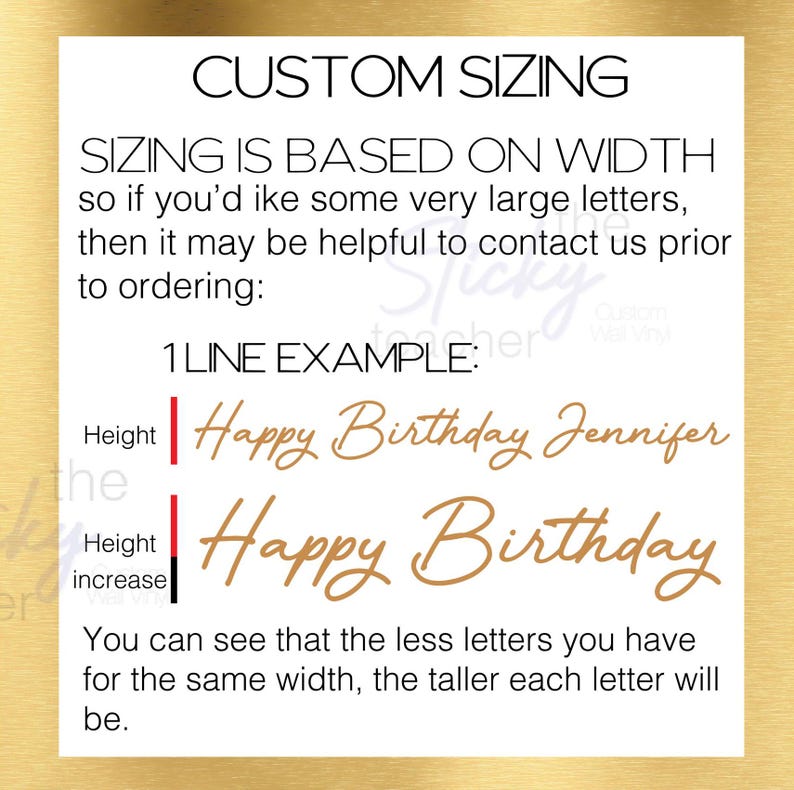 Custom sizing explanation