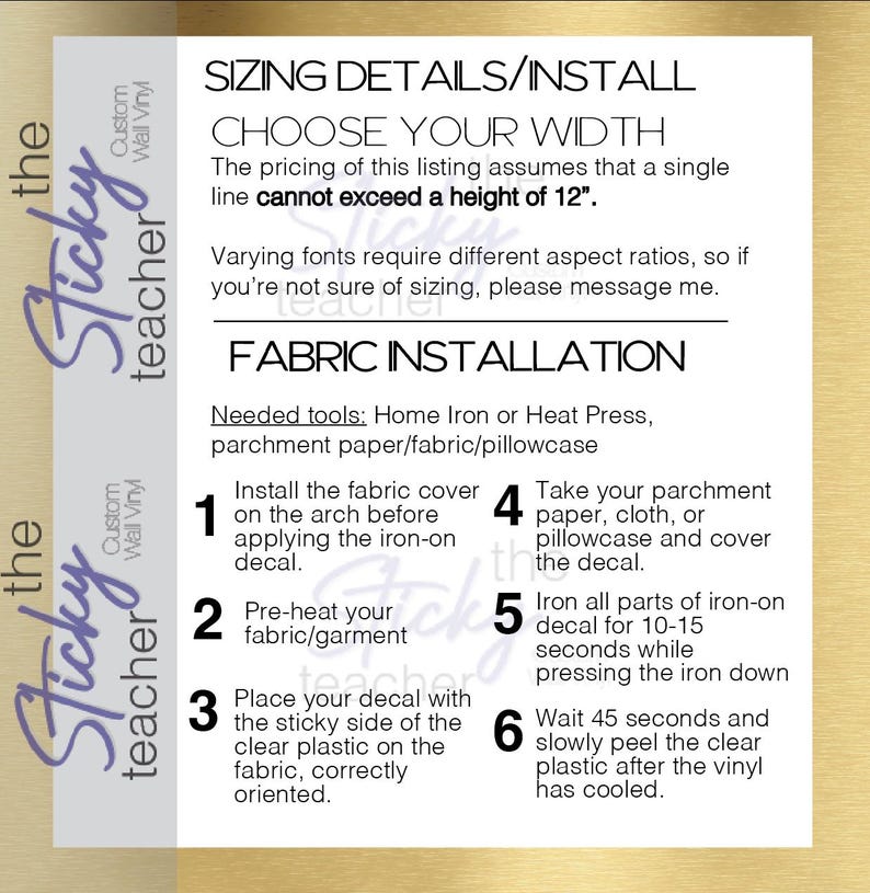 Iron on decal installation instructions