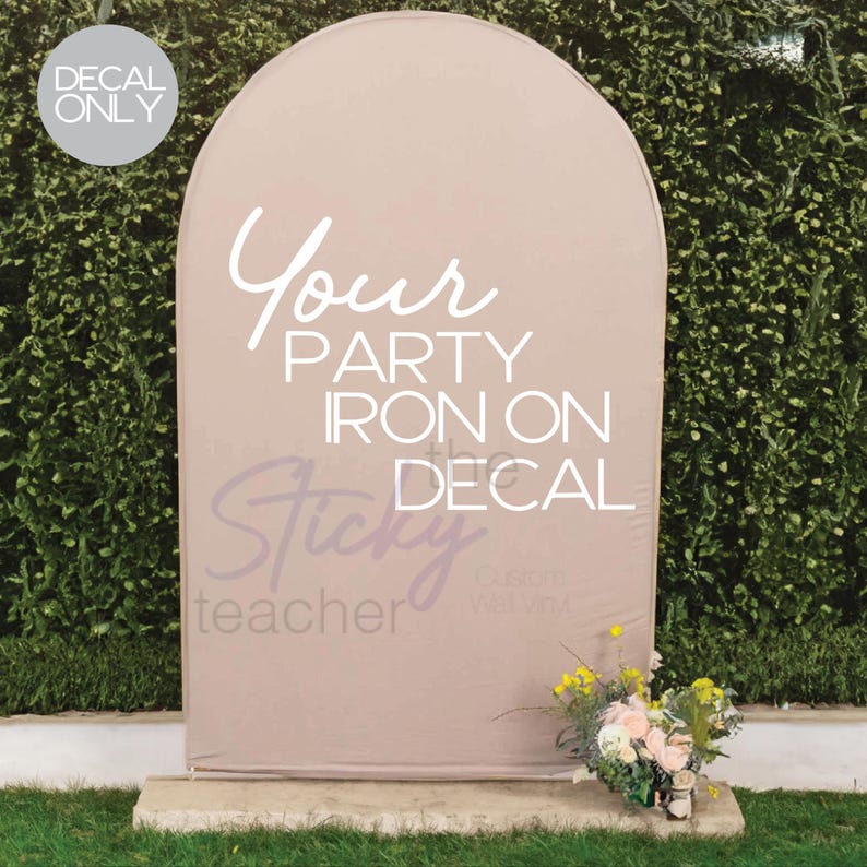 Iron on decal on backdrop outdoors