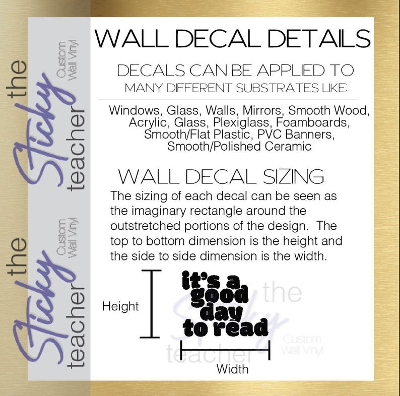 Wall decal application and sizing information