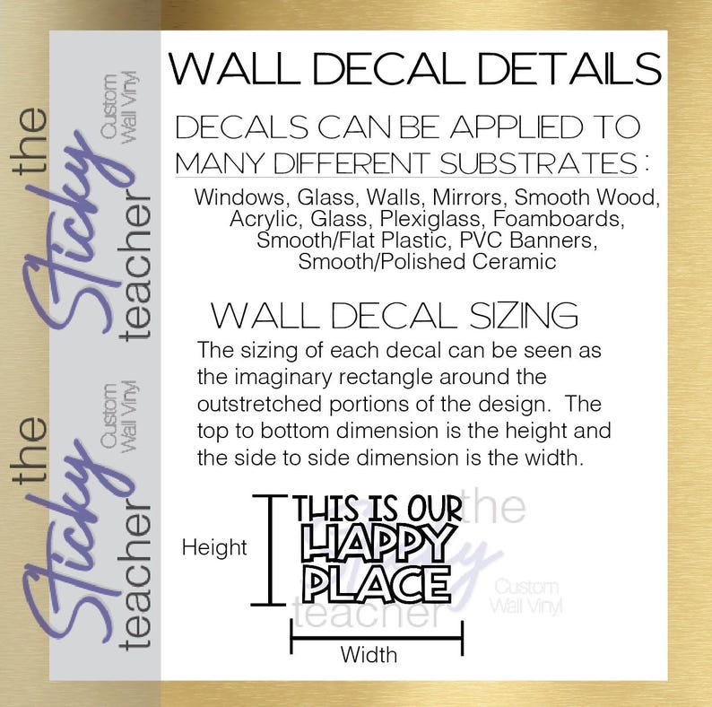 Wall decal application and sizing details