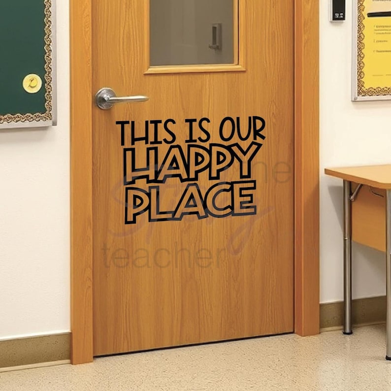 This is Our Happy Place decal in black lettering