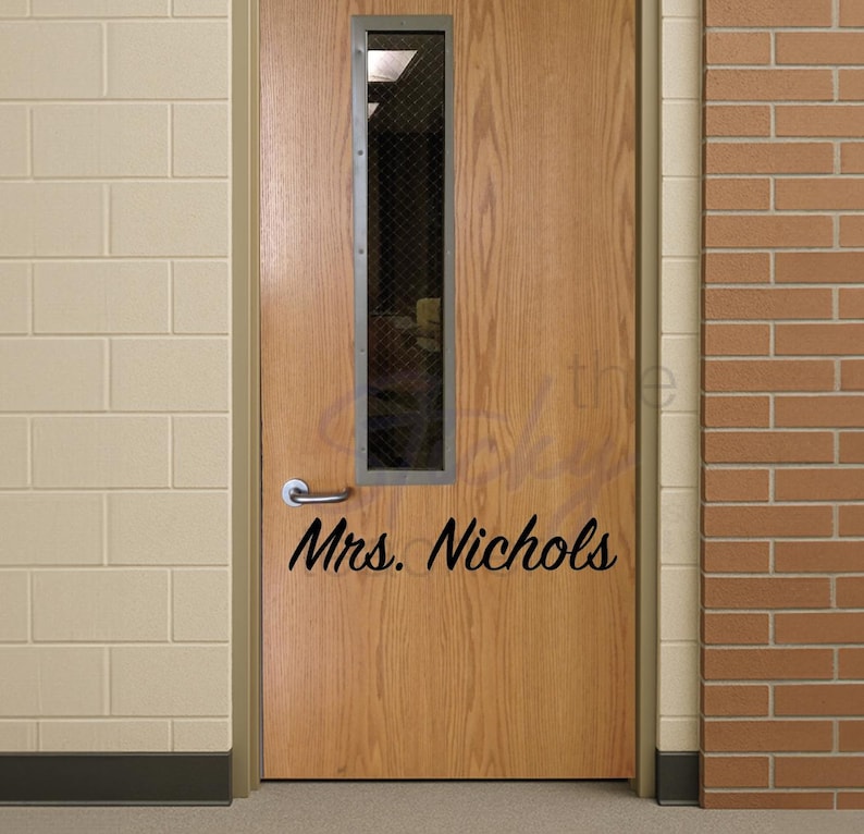Custom teacher name decal script font example