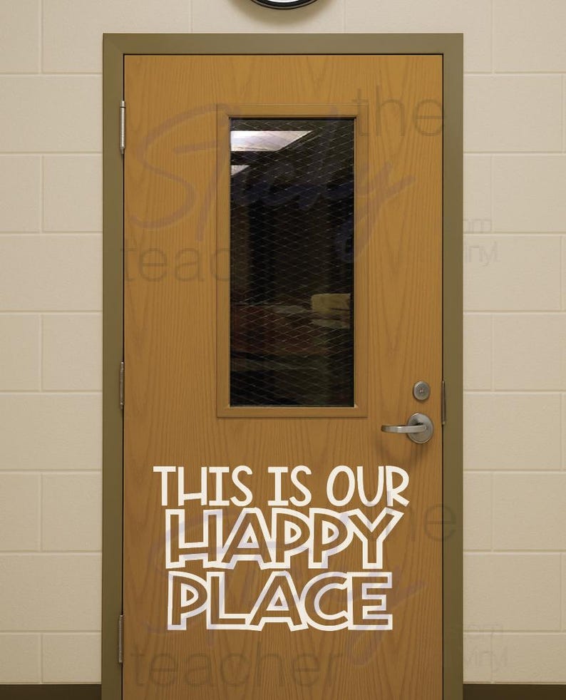 This is Our Happy Place decal in white lettering