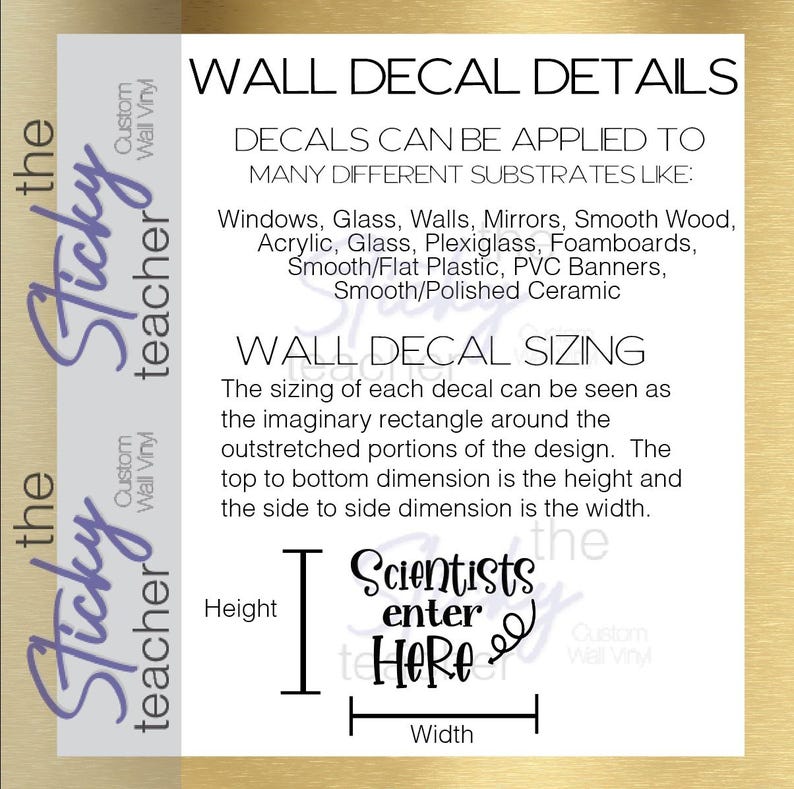Scientists Enter Here decal sizing detail view