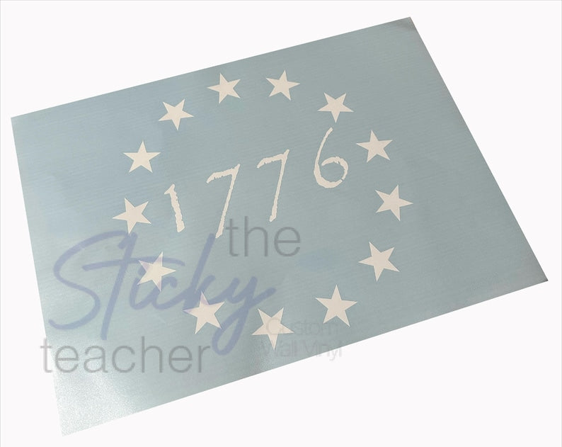 Betsy Ross 1776 vinyl star decal applied