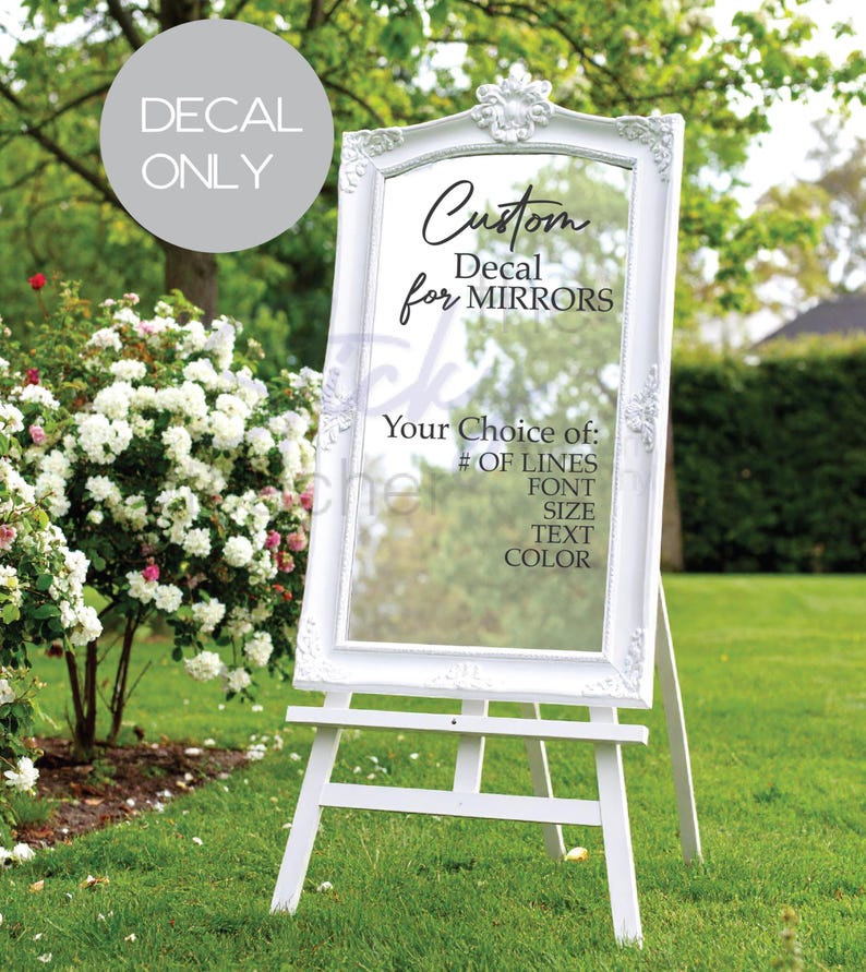 Mirror decal only example on white frame