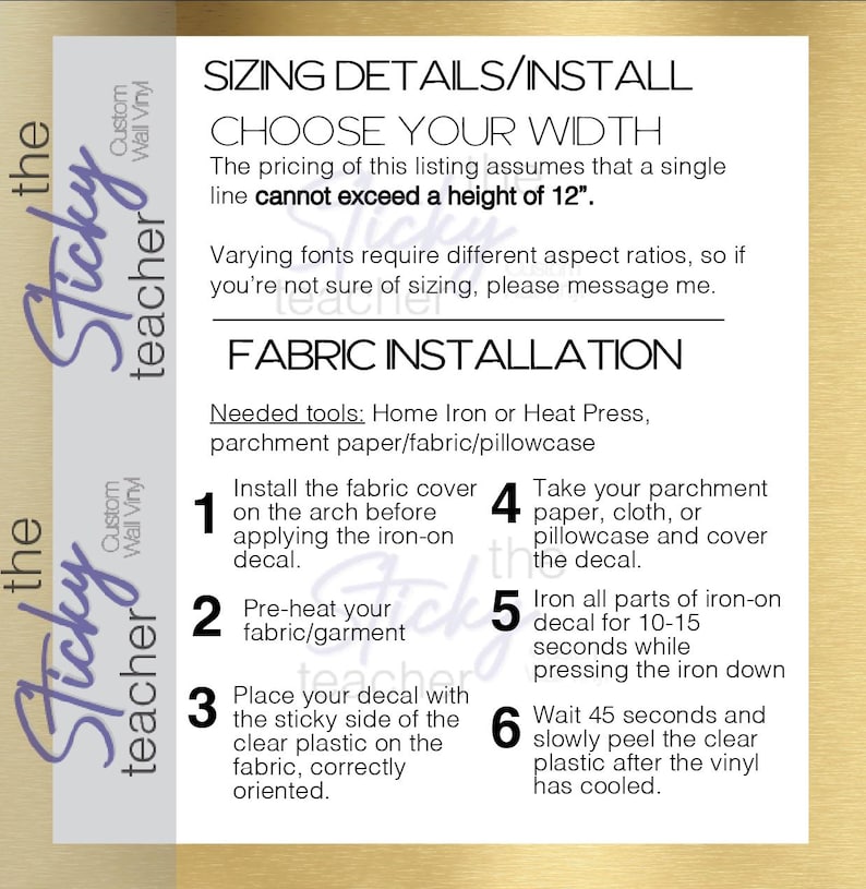 Iron on decal installation instructions