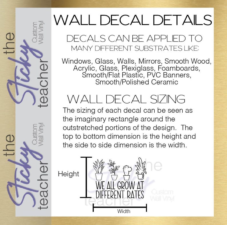 We All Grow at Different Rates decal sizing detail view