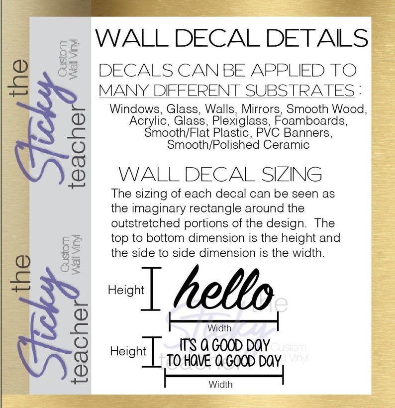 Wall decal sizing and application info