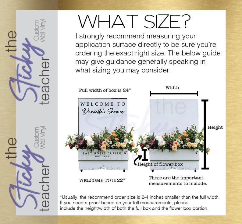Flower box decal sizing guide