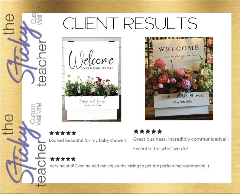 Welcome sign flower box decal examples
