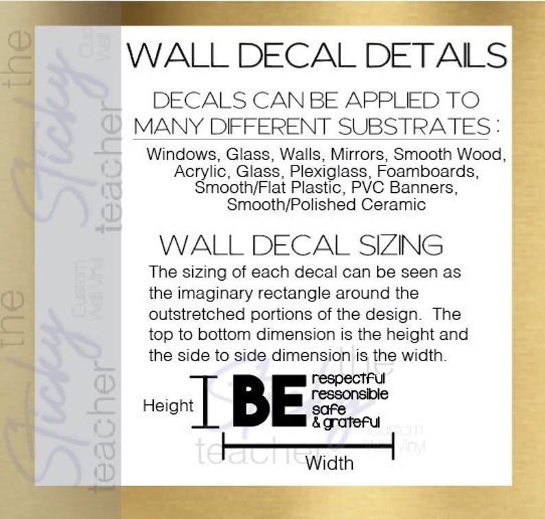 Wall decal details information sheet
