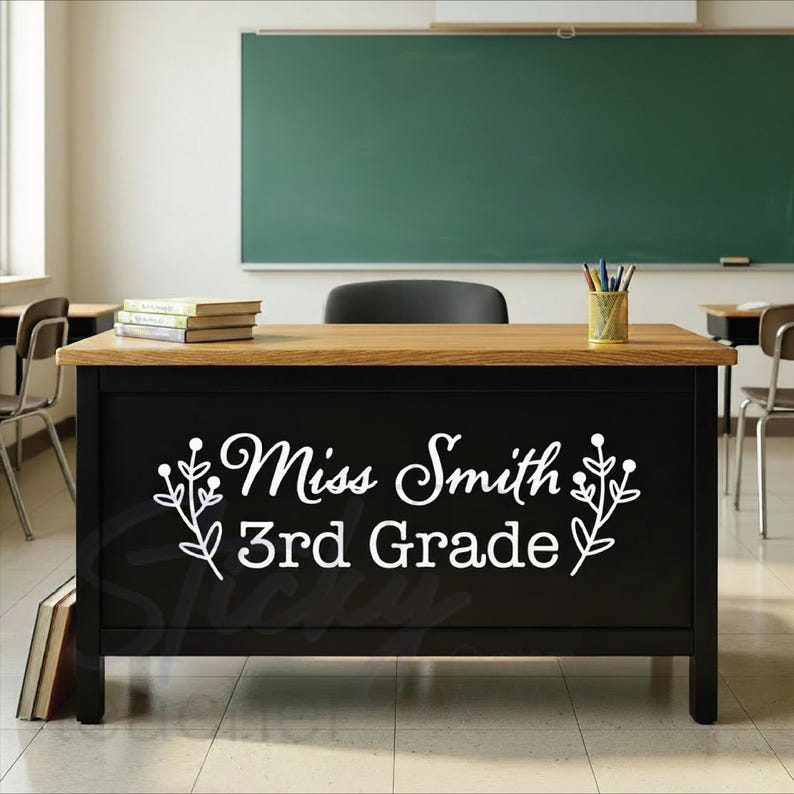 Teacher name vinyl decal design preview
