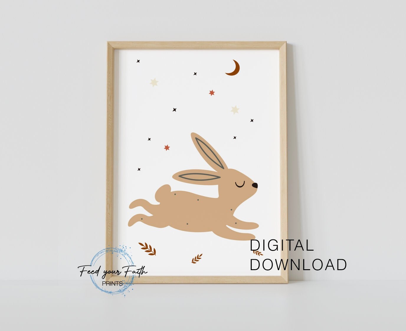 Rabbit Nursery printable -Neutral nursery decor - Cute nursery wall art - Nursery art set - Printable nursery art - animal posters - baby