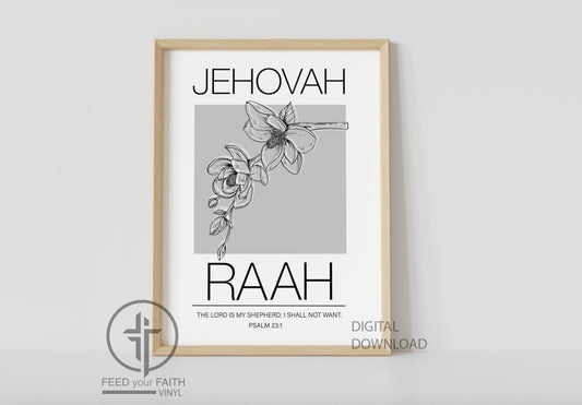 Jehovah Raah Psalm 23 Digital Download PDF JPEG, Digital Art, Digital Art Printable, Printable, Christian Art, Christian Printable