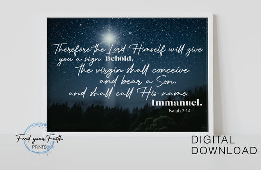 Behold Immanuel Isaiah 7 Christmas Print Download His name shall be called - Christmas Print - Bible Print pdf download - Jehovah Jesus