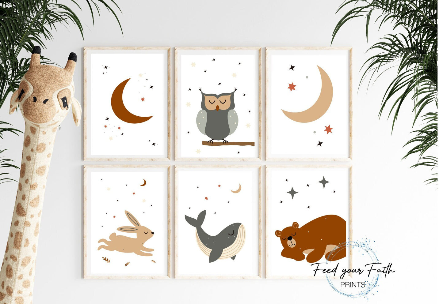 Nursery printables -Neutral nursery decor - Cute nursery wall art - Nursery art set - Printable nursery art - Set of 6 animal posters - baby