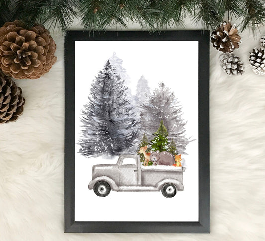 Winter Tree Truck Christmas Trees Print, Holiday Wall Art, Christmas Printable, Holiday Decor, Christmas Sign *DIGITAL DOWNLOAD*