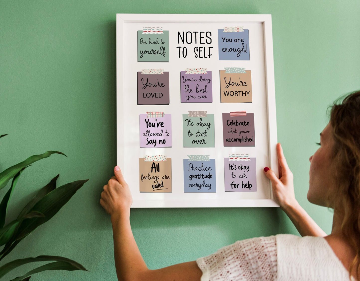 Note to self poster, self care poster, Be kind to yourself, Daily check-in, Mindfulness, Mental health poster, Therapist office School